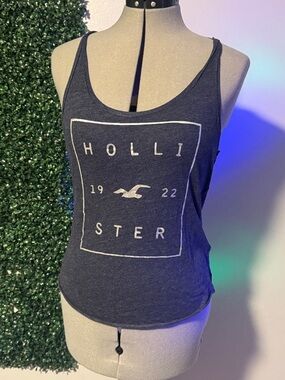 Hollister Dark Gray Logo Scoop Neck Tank